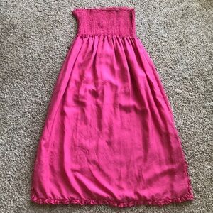 🪸 VINTAGE J. Crew Pink Silk Smocked Midi Dress/skirt Medium​